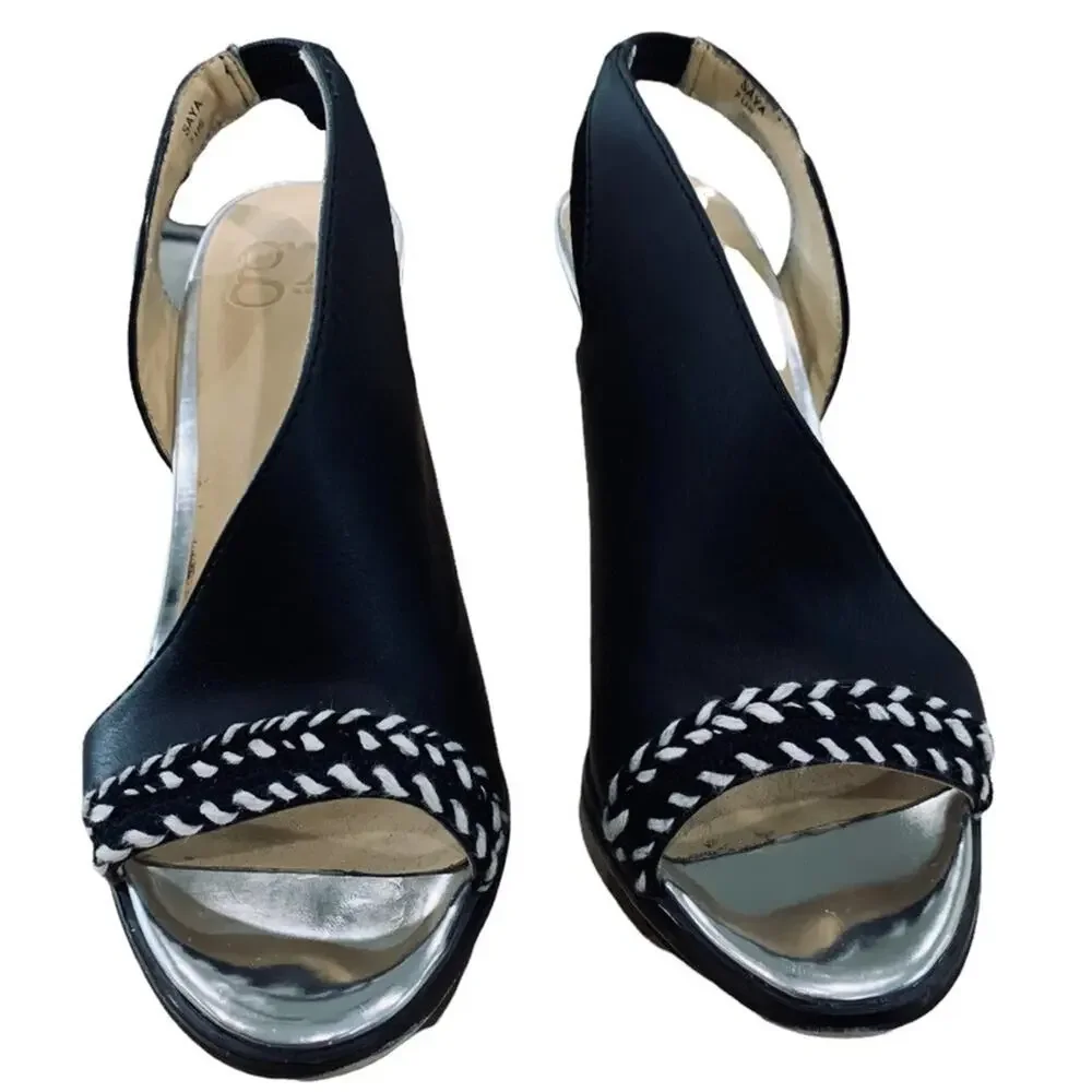 GX by Gwen Stefani shoes. Herld. Silver‎ metallic and Braided accent Saya size 7